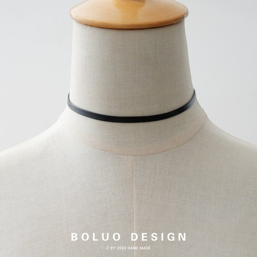 菠萝手作基础款柔软PU皮choker