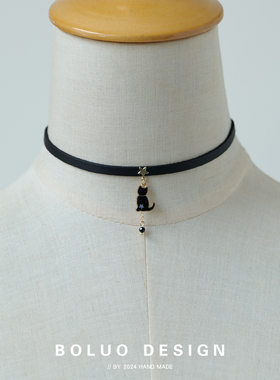 菠萝手作可爱少女猫咪锁骨链