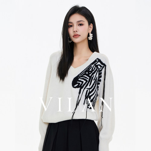 VILAN慧兰通勤圆领针织衫女