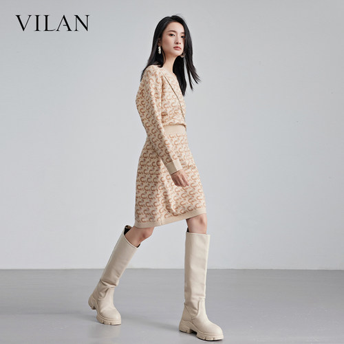VILAN慧兰通勤针织连衣裙女