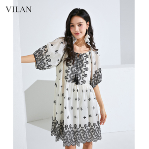 vilan/慧兰碎花裙连衣裙女法式气质女装早秋中长款高级感显瘦裙子