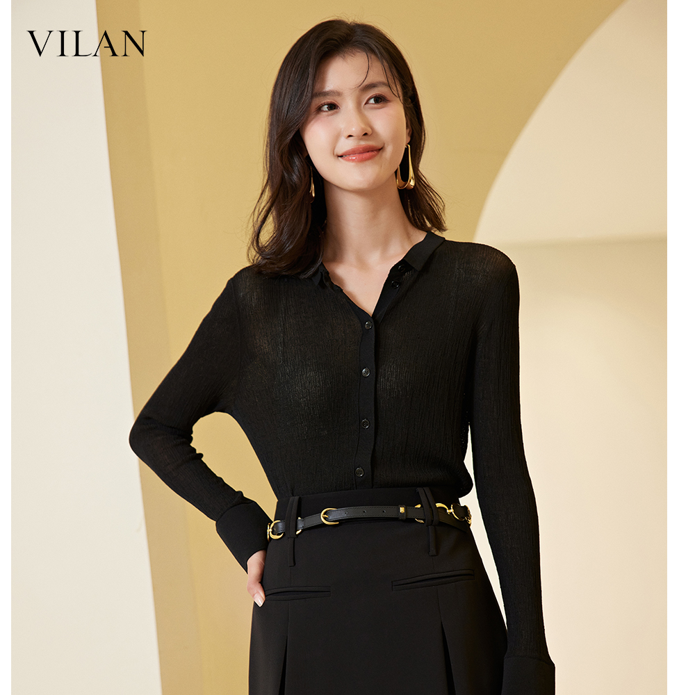 vilan/慧兰秋季毛针织开衫女修身韩版百搭显瘦气质短款外搭