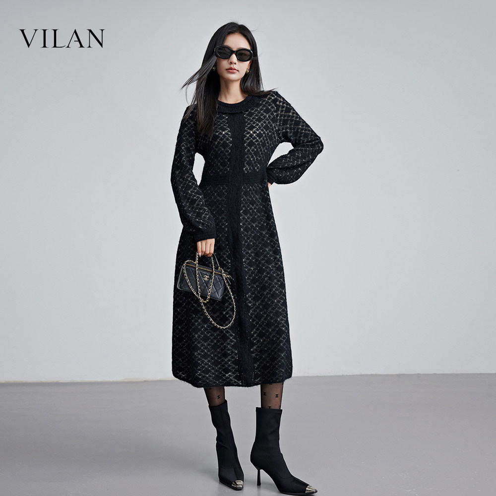 VILAN慧兰通勤针织连衣裙女