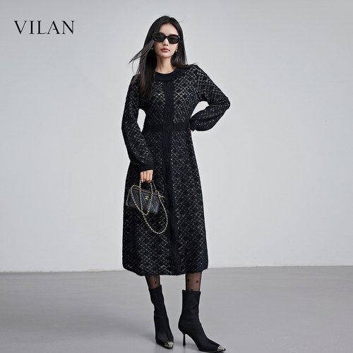 VILAN慧兰通勤针织连衣裙女