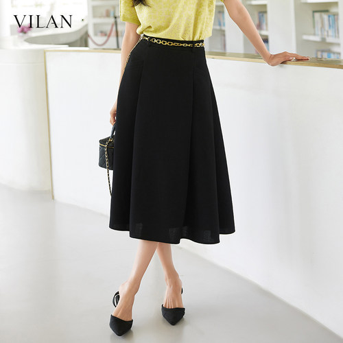 中长款缎面醋酸半身裙女