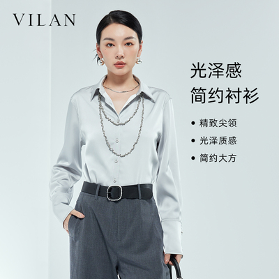 法式流光翻领衬衫女款2025新款
