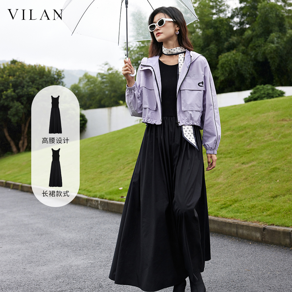 黑色长款极地连衣裙女2025新款