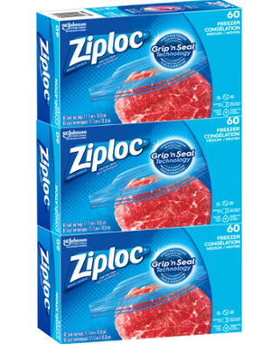 加拿大直邮 Ziploc密封食品保鲜袋双层拉链不含BPA不漏中号60个x3