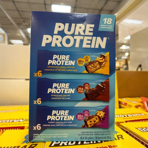 2盒减10元加拿大直邮 PURE PROTEIN 蛋白棒能量棒3种口味 18*50g