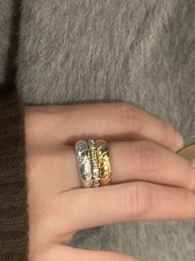 925银镀金戒指高级感韩国开口可调节小香风高智感碎银子戒指礼物