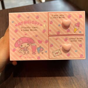 ins风少女心美乐蒂桌面抽屉盒闪粉笔筒收纳盒三格分类整理盒