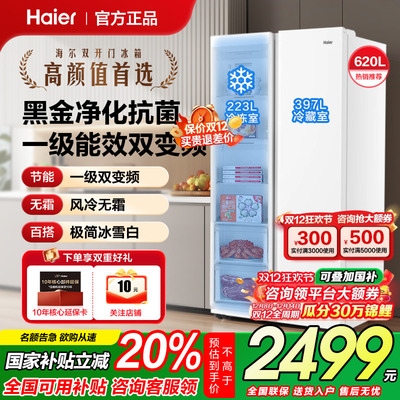 海尔双开门大容量冰箱对开门