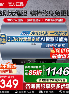 政府补贴海尔60升80升电热水器免清洗家用一级恒温速热洗澡PFA5