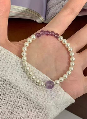 碎银子珍珠手链女款925纯银轻奢小众设计手串手环手镯送生日礼物