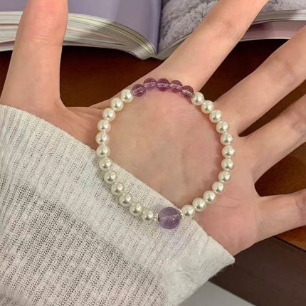 碎银子珍珠手链女款925纯银轻奢小众设计手串手环手镯送生日礼物