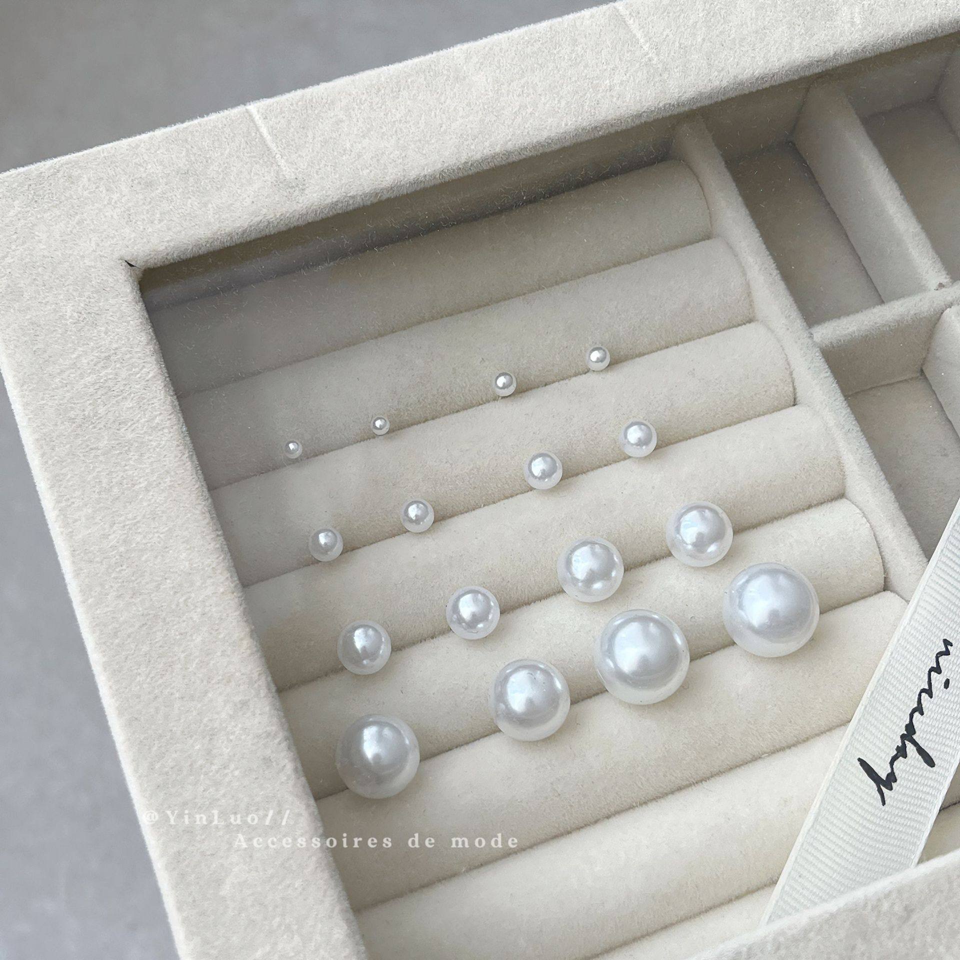 925针韩版气质简约珍珠耳钉女百搭高级感正圆珍珠耳环耳饰批