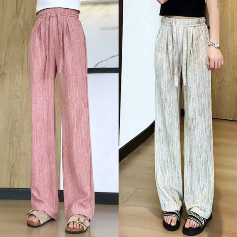 冰丝直筒裤女春夏季2025新款高腰垂感薄款慵懒休闲窄版阔腿裤子