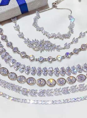 璨若星河冰晶锆石爱心花朵手链欧美跨境时尚手环轻奢高级感手饰女