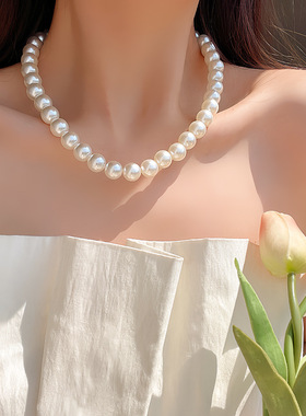 法式慵懒珍珠项链女小众高级感气质百搭锁骨链2025新款毛衣颈链
