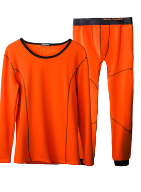 灰蓝桔橙色加绒厚不倒绒青年男士人学生打底秋衣秋裤保暖内衣套装