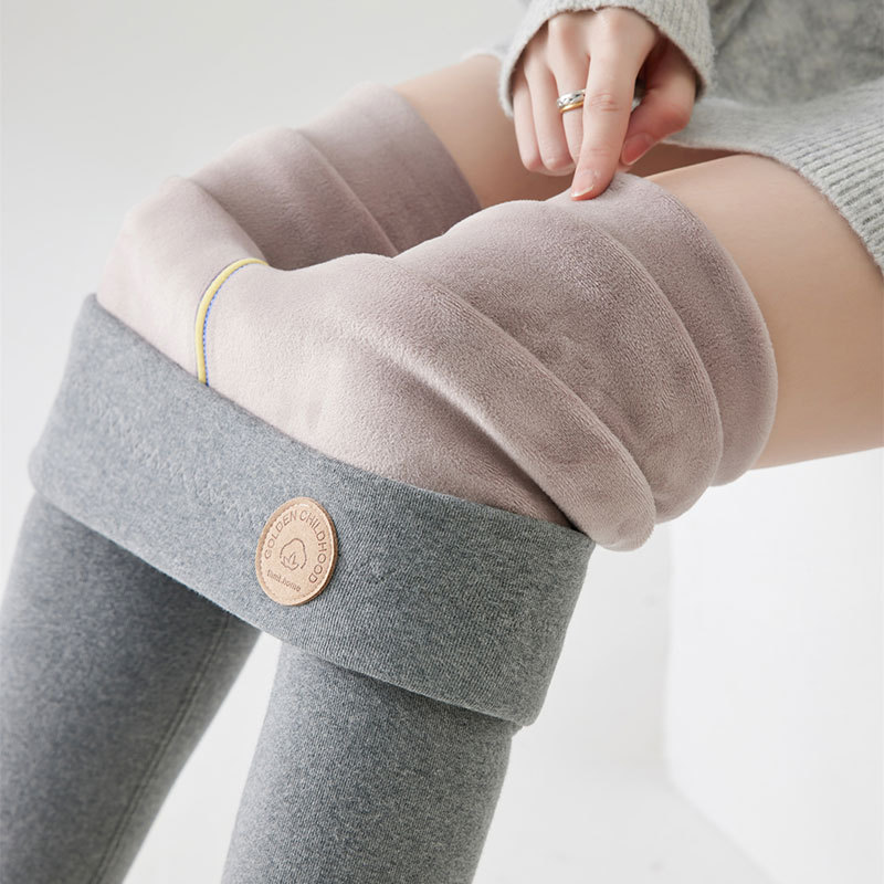 特厚婴儿绒加绒加厚打底裤女冬季新款外穿大码高腰紧身保暖棉裤子