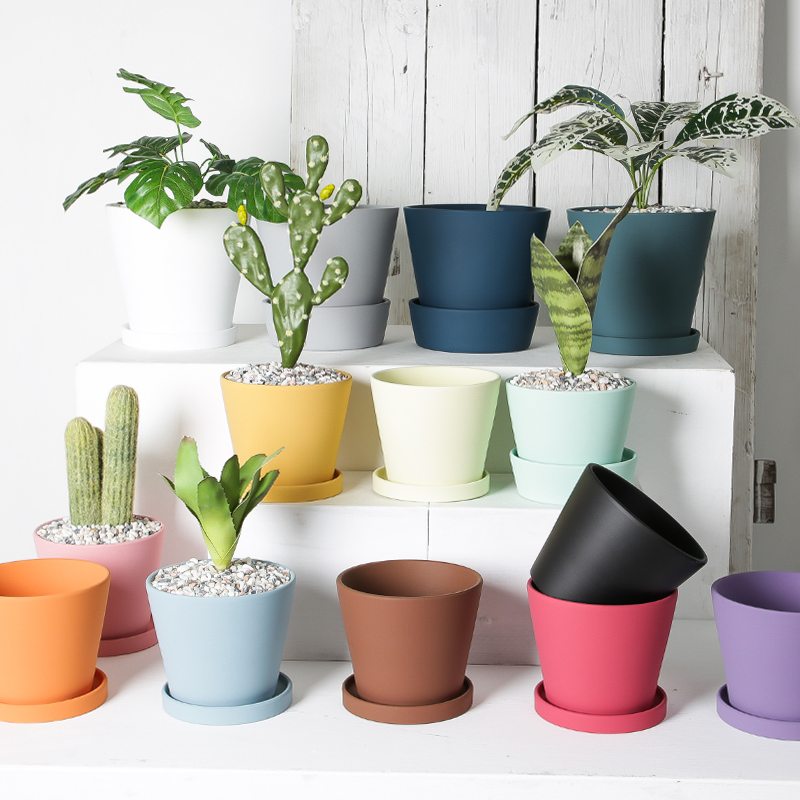 陶瓷莫兰迪哑光地面防漏水带花盆