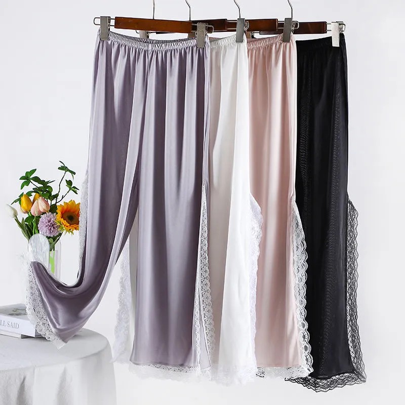 性感薄款微透高腰打底裤侧缝开叉裤jk汉服旗袍内搭脚口蕾丝可定制