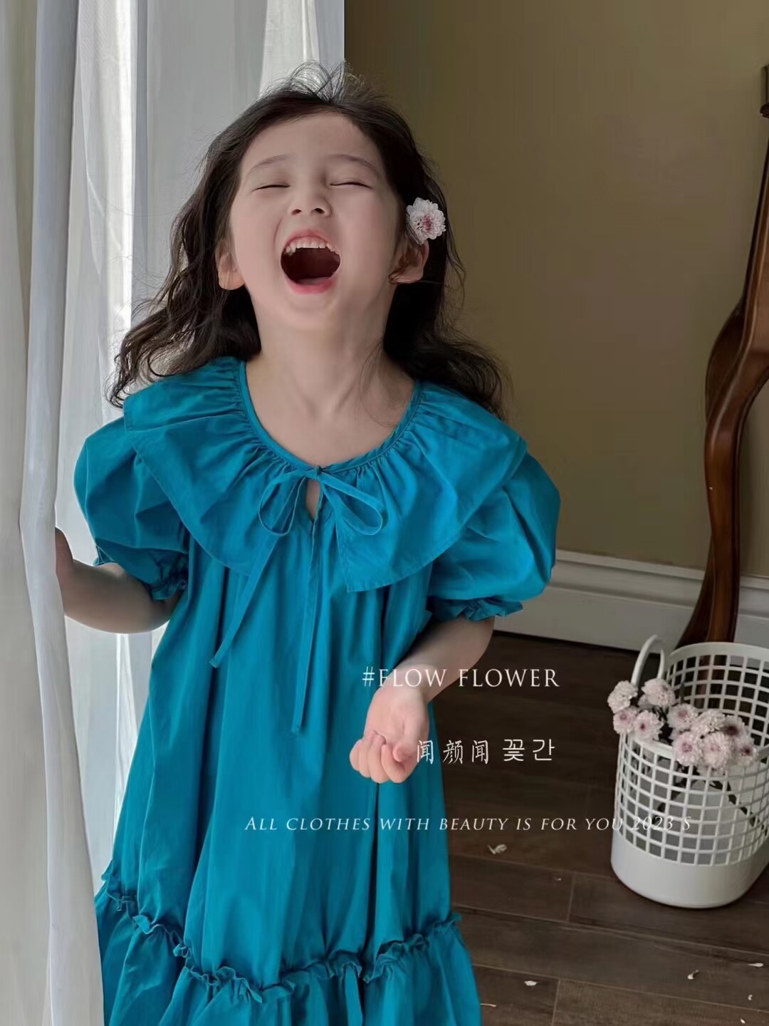 韩国童装2023夏季新品女童大连衣裙