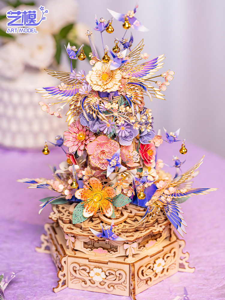 艺模醉花间3D立体拼图金属拼装模型手工diy玩具八音盒摆件礼物女