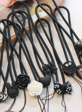 黑色焦糖玛奇朵创意手机挂绳短款高颜值学生个性背包挂饰U盘提绳