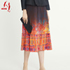 TANGY/ Providence new pattern Ethnic style mulberry silk Gradient printing skirt Mid length version skirt