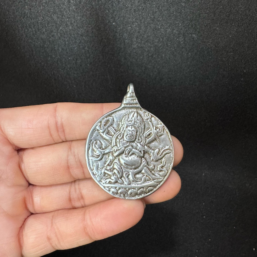 仿古特色藏式民族风二臂六臂大黑天护法玛哈嘎拉九宫八卦牌吊坠