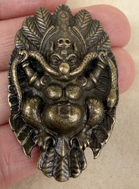 仿古古玩收藏藏式黄铜金翅大鹏鸟挂件吊坠项链民族风挂件项链