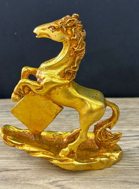 仿古铜器合金鎏金福马摆件茶宠迷你小铜器小玩意铜手工创意文玩