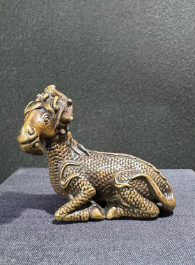 仿古实心黄铜瑞兽摆件文镇古代四大神兽龙龟解豸貔貅收藏桌面摆件