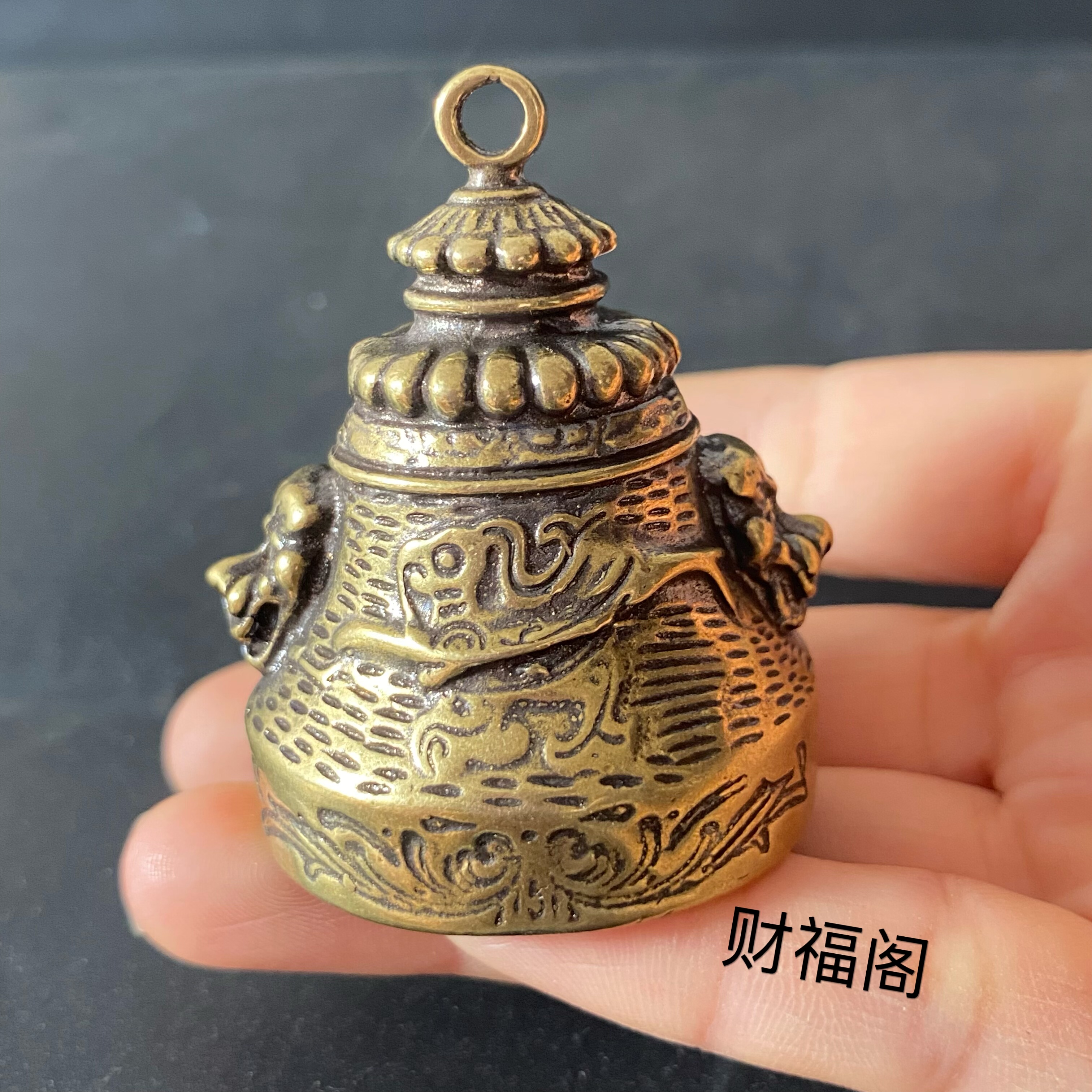 仿古新款黄铜狮头铃铛挂件 全铜风铃及配件