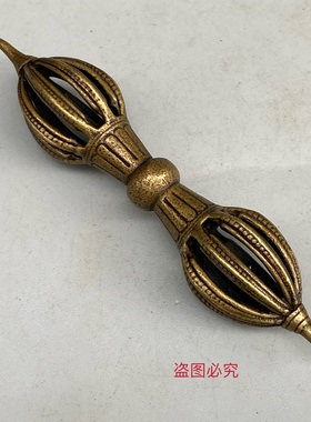 仿古新品藏式藏传黄铜九股金刚杵挂件吊坠藏区民族男女吊饰手把件