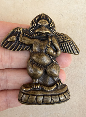 仿古尼泊尔藏传藏式黄铜金翅大鹏鸟挂件吊坠古玩文玩珠串配饰配件