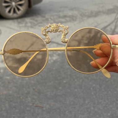 仿古民国双龙戏珠眼镜复古太阳镜圆形眼镜养目镜影视道具做旧眼镜