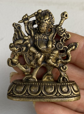 仿古新款大号藏式黄铜水财神佛像摆件文玩随身小寸佛财神挂件吊坠