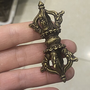 仿古藏式黄铜精工五股金刚降魔杵法器吊坠挂件文玩手串背云配饰