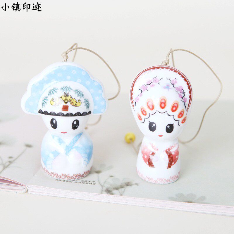手工创意挂饰景德镇陶瓷家居摆件特色娃娃挂件民族风饰品风铃