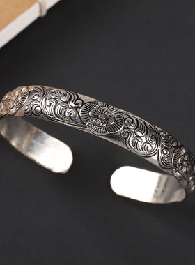 手工苗银民族风女手镯