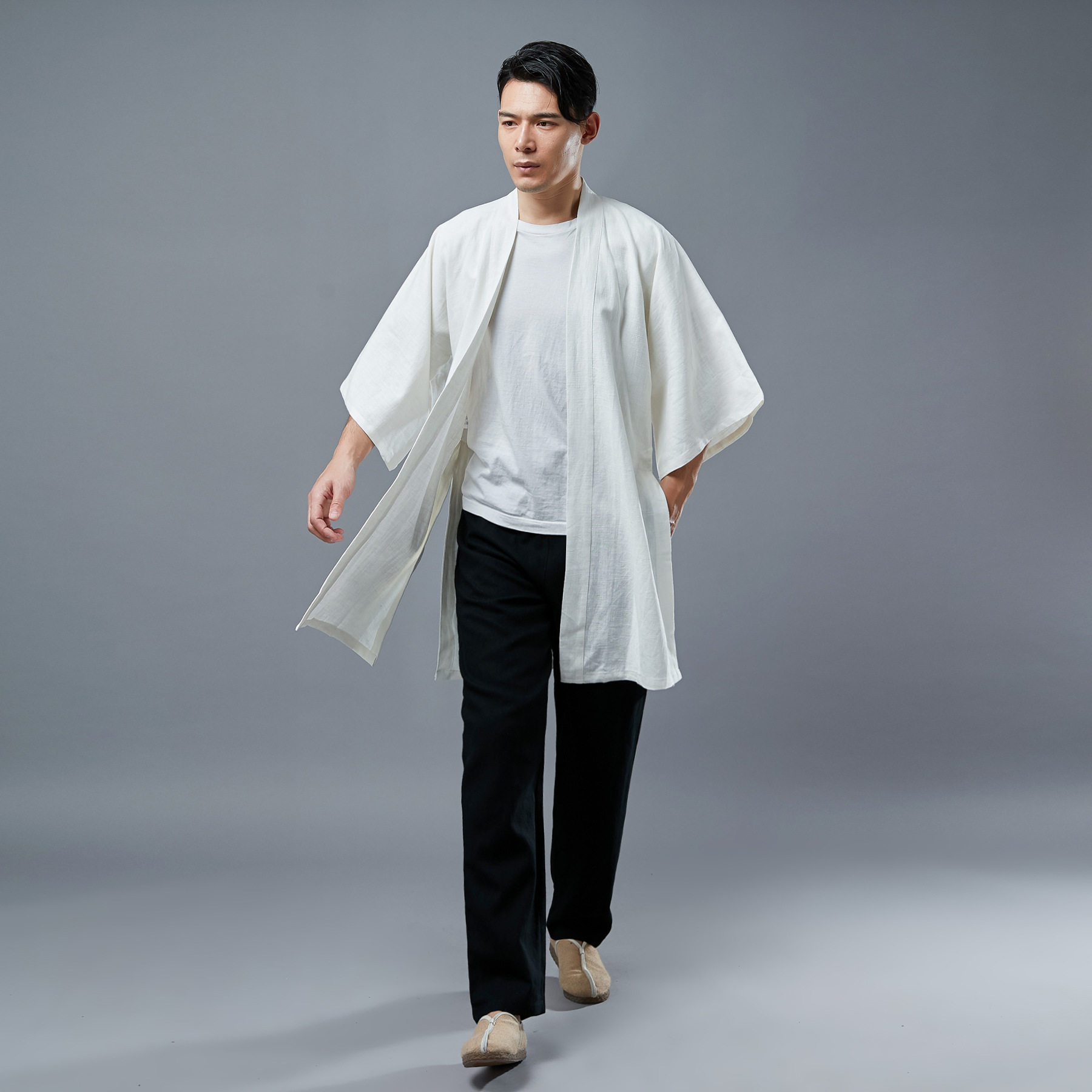 新款中袖汉服男薄款连禅服古装图片