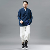 民族风原创设计衣襟刺绣男汉服中国苎麻服装 帅气休闲文艺 古风唐装