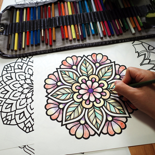 【忘却】缠绕画涂色曼陀罗绘画成人减压解压涂色卡厚卡纸30张套装