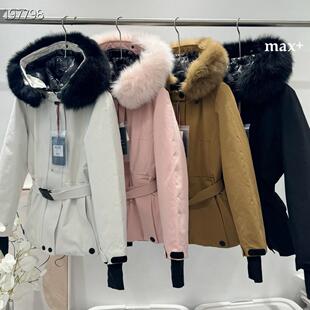 鼎级 防风加厚狐狸毛领腰带户外抗寒防水滑雪服 修身派克羽绒服女
