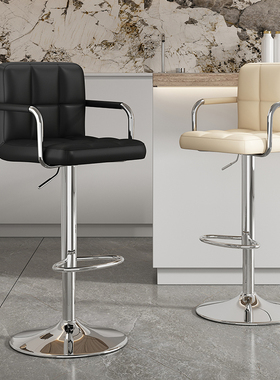 吧台椅升降酒吧椅子现代简约高脚凳靠背高凳子前台吧椅收银台吧凳