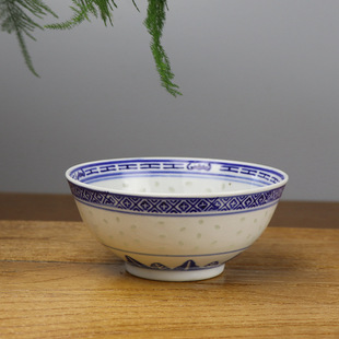 景德镇高温高白瓷手工青花玲珑碗支持定制logo