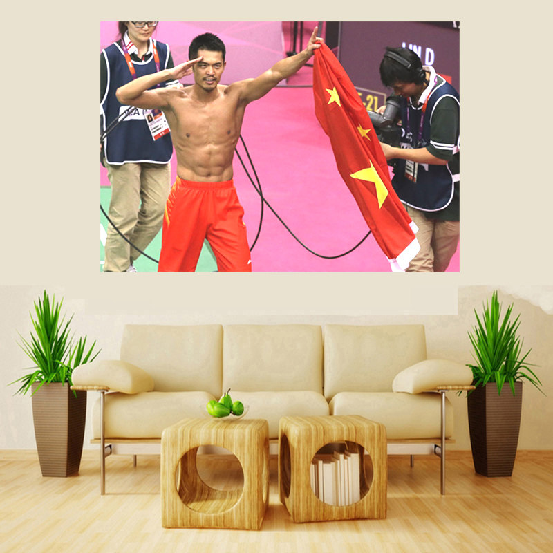 装饰画 羽毛球海报 林丹男单大幅球场贴画壁纸壁画 贴图运动球馆图片